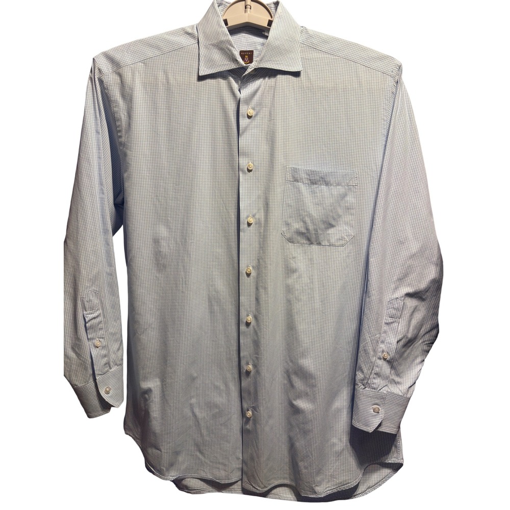 Robert Talbott Estate Dress Shirt Mens 16 33 Blue Gingham Excellent Made in USA